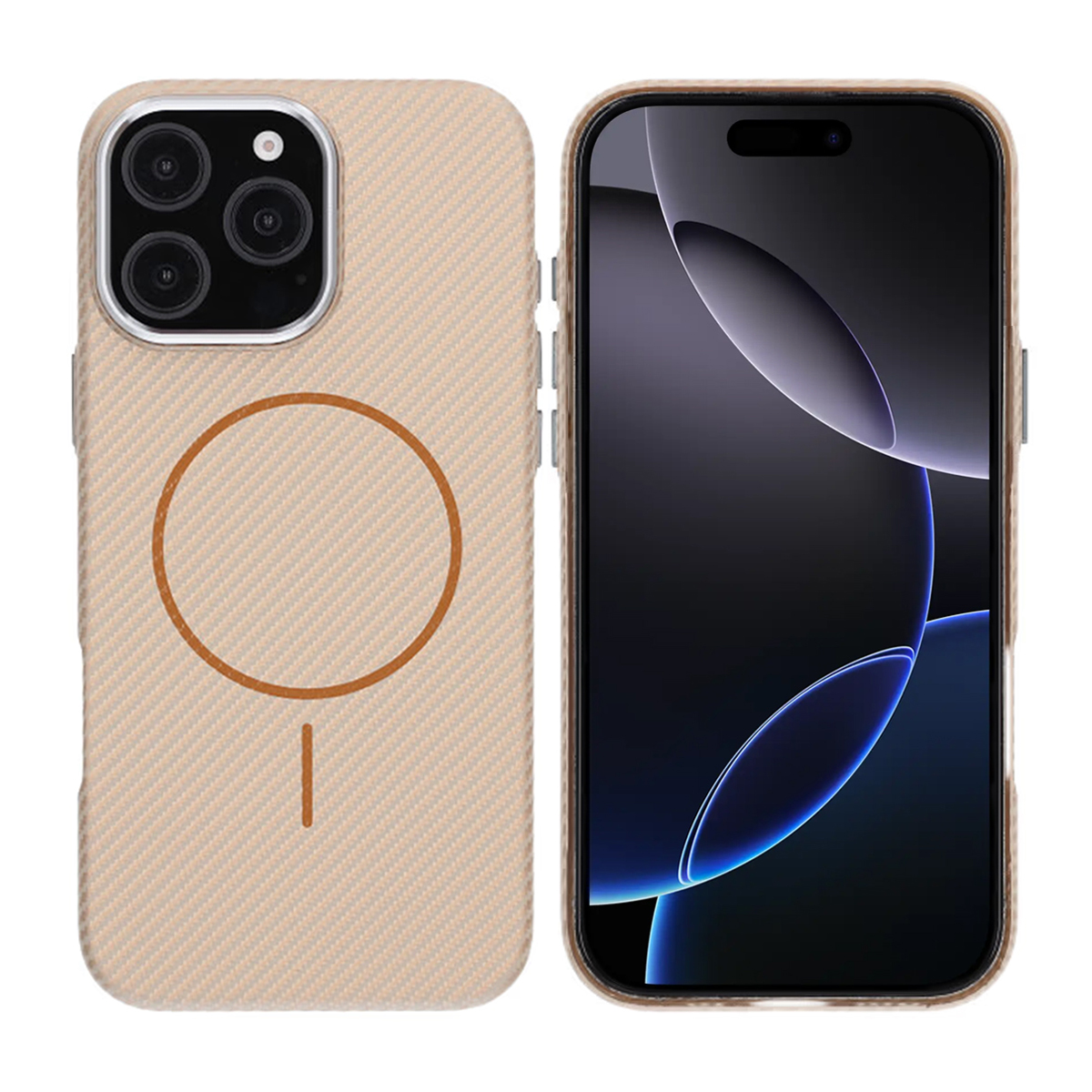 iPhone 16 Pro Max Mobilskal Carbonmönstrad - Guld