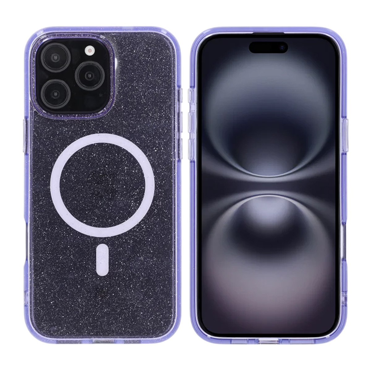 iPhone 16 Pro Max Rvelon Mobilskal TPU med MagSafe - Glitter Lila