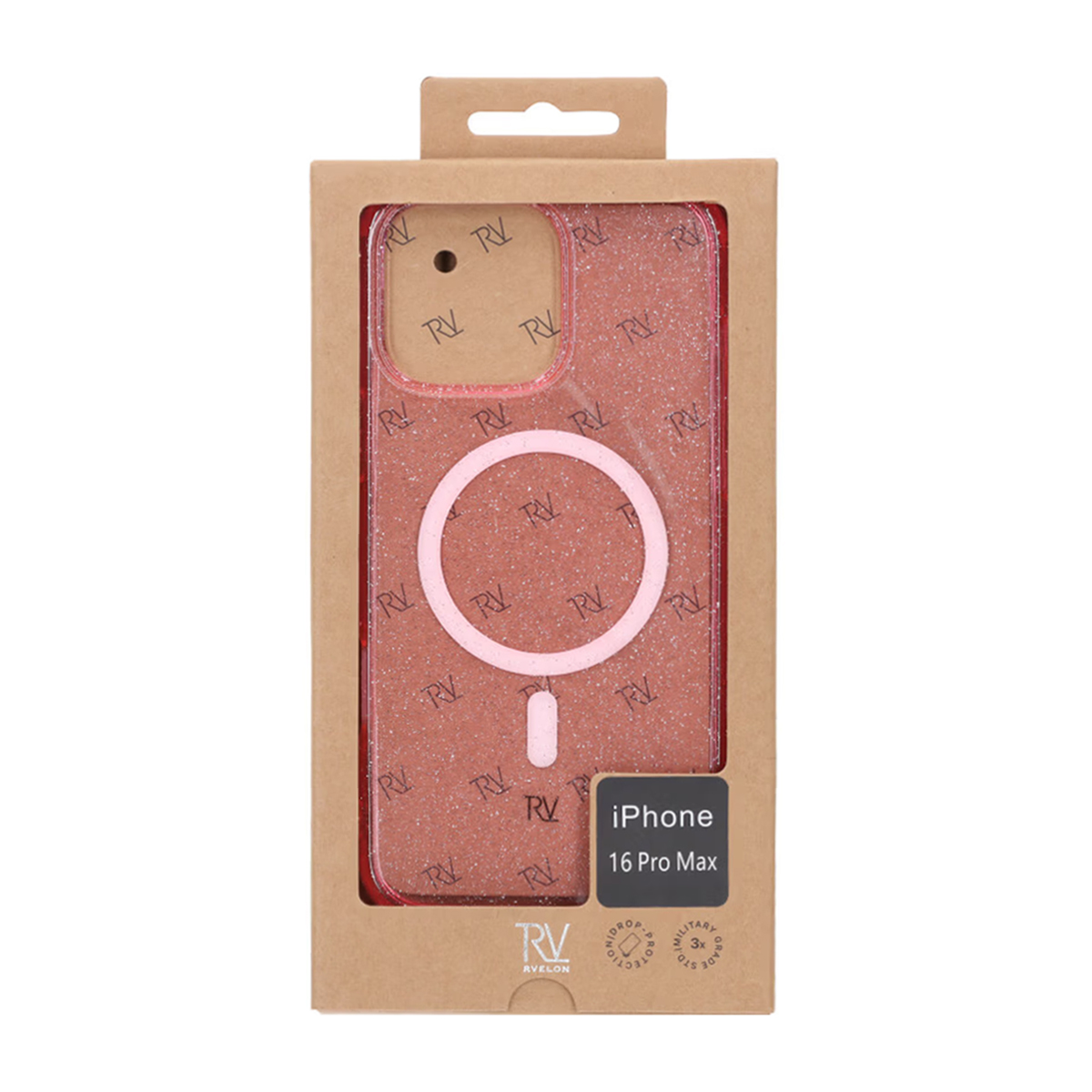 iPhone 16 Pro Max Rvelon Mobilskal TPU med MagSafe - Glitter Rosa