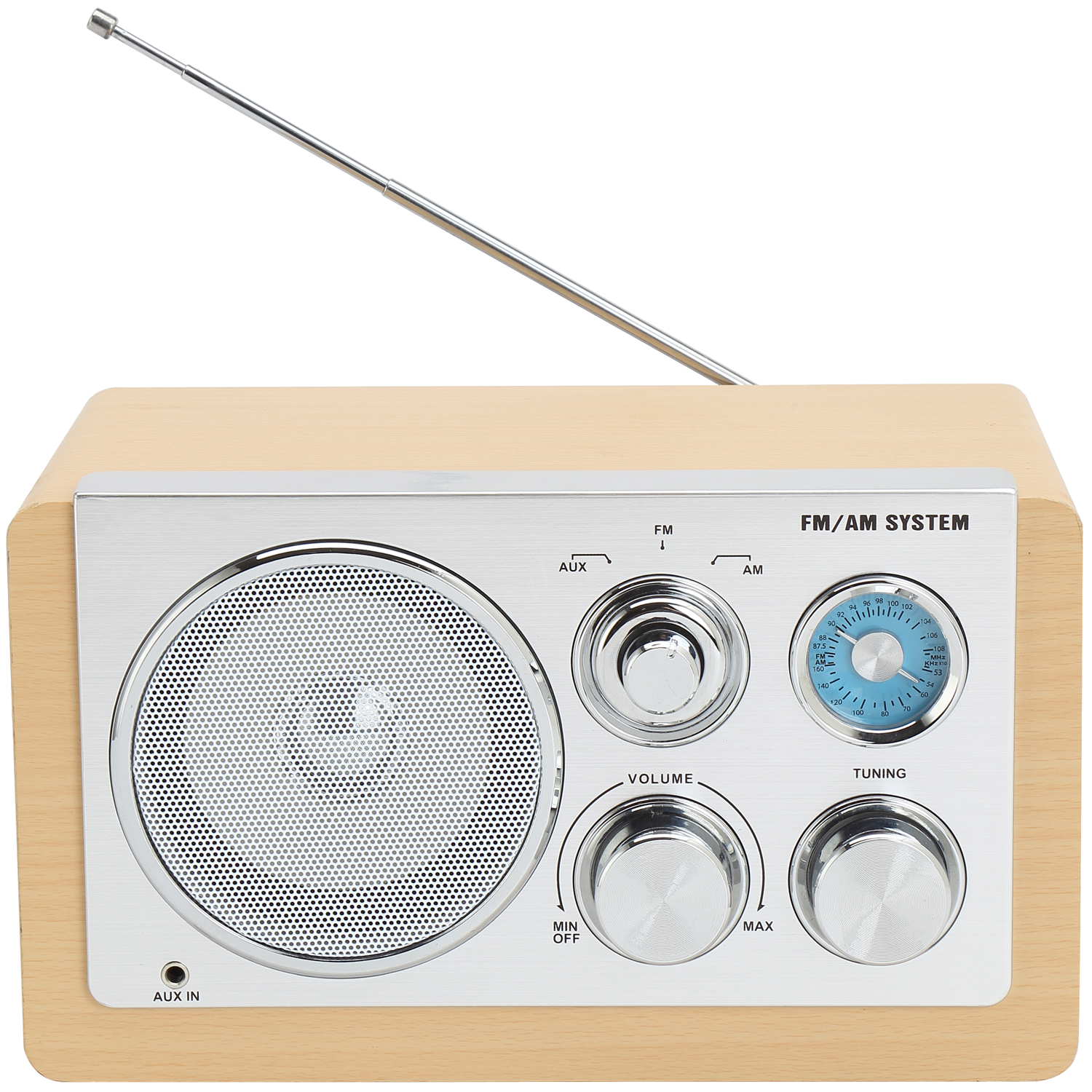 Radio AM/FM Analog inställning AUX-ingång TR-63LW Ljust trä