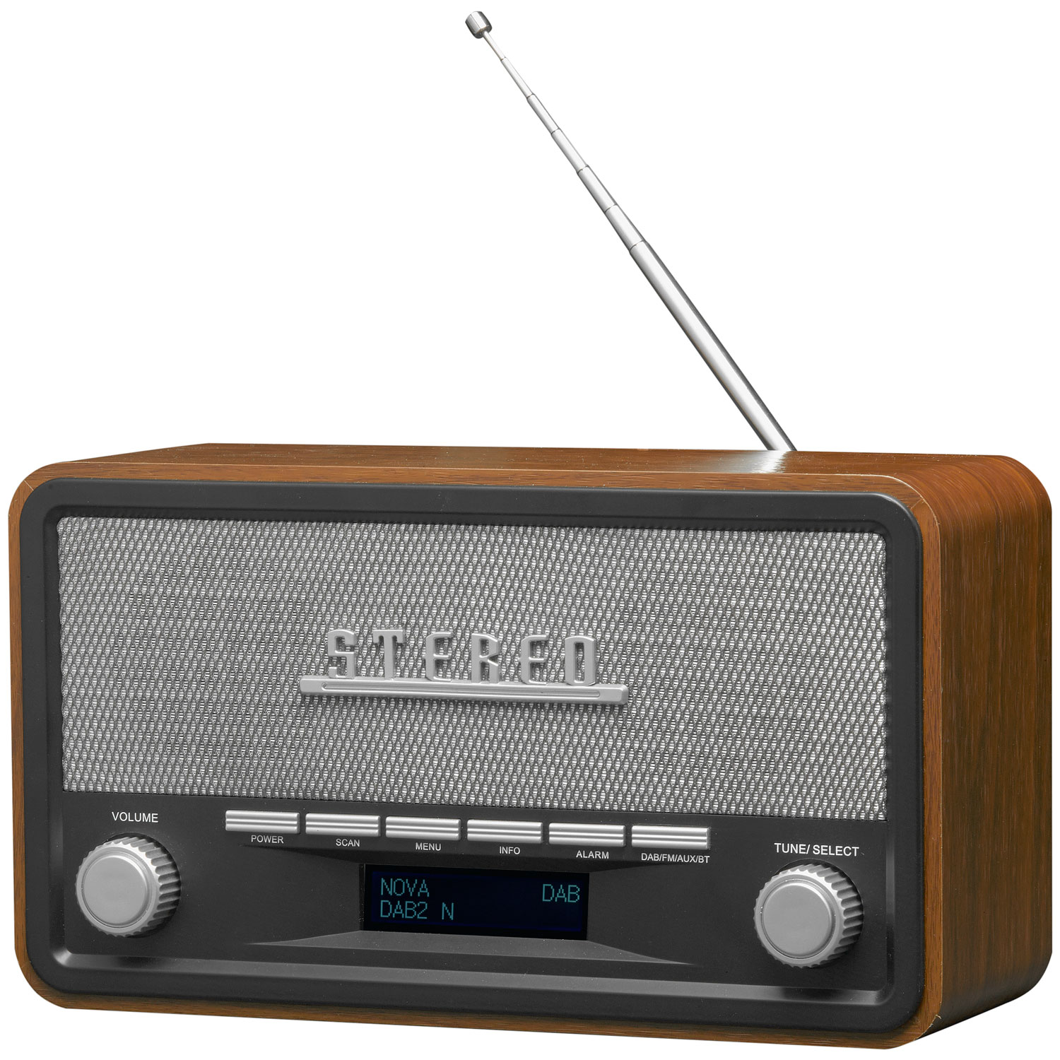 Radio DAB+/FM Klocka Bluetooth DAB-18 Trähölje