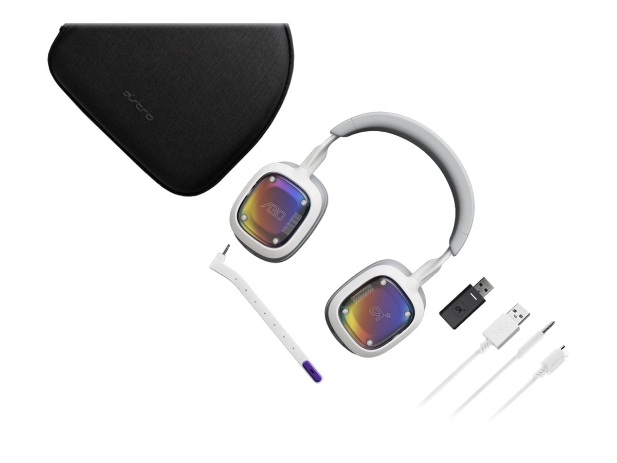 ASTRO Gaming A30 gaming-headset vit – headset med tillbehör i förpackningen