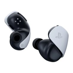 Sony PULSE Explore vita trådlösa in-ear-hörlurar, hörlurarna från sidan