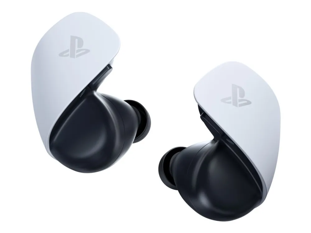 Sony PULSE Explore vita trådlösa in-ear-hörlurar, hörlurarna framifrån