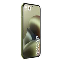 Motorola Moto G67 5G i grönt, vinklad vy av skärmen