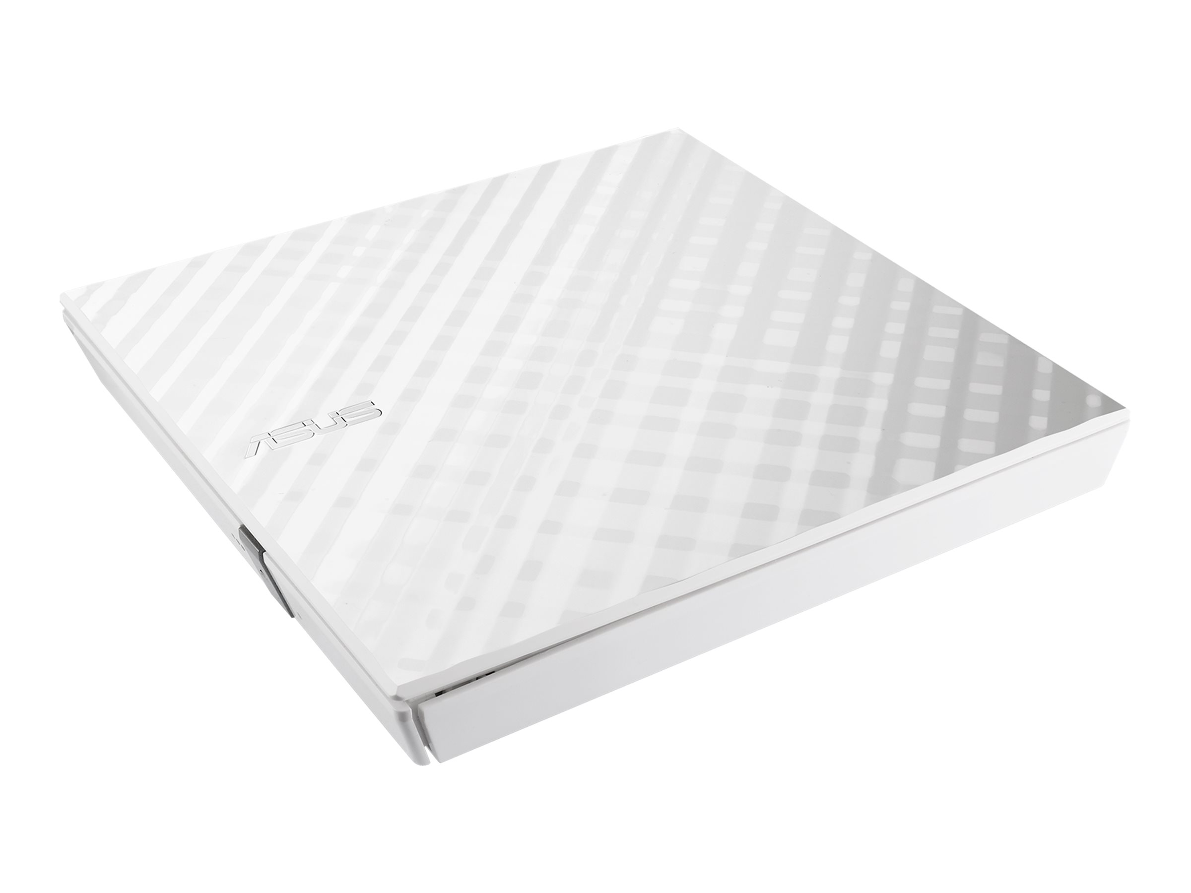 ASUS SDRW-08D2S-U Lite vit extern DVD-brännare sedd uppifrån med diamantmönster