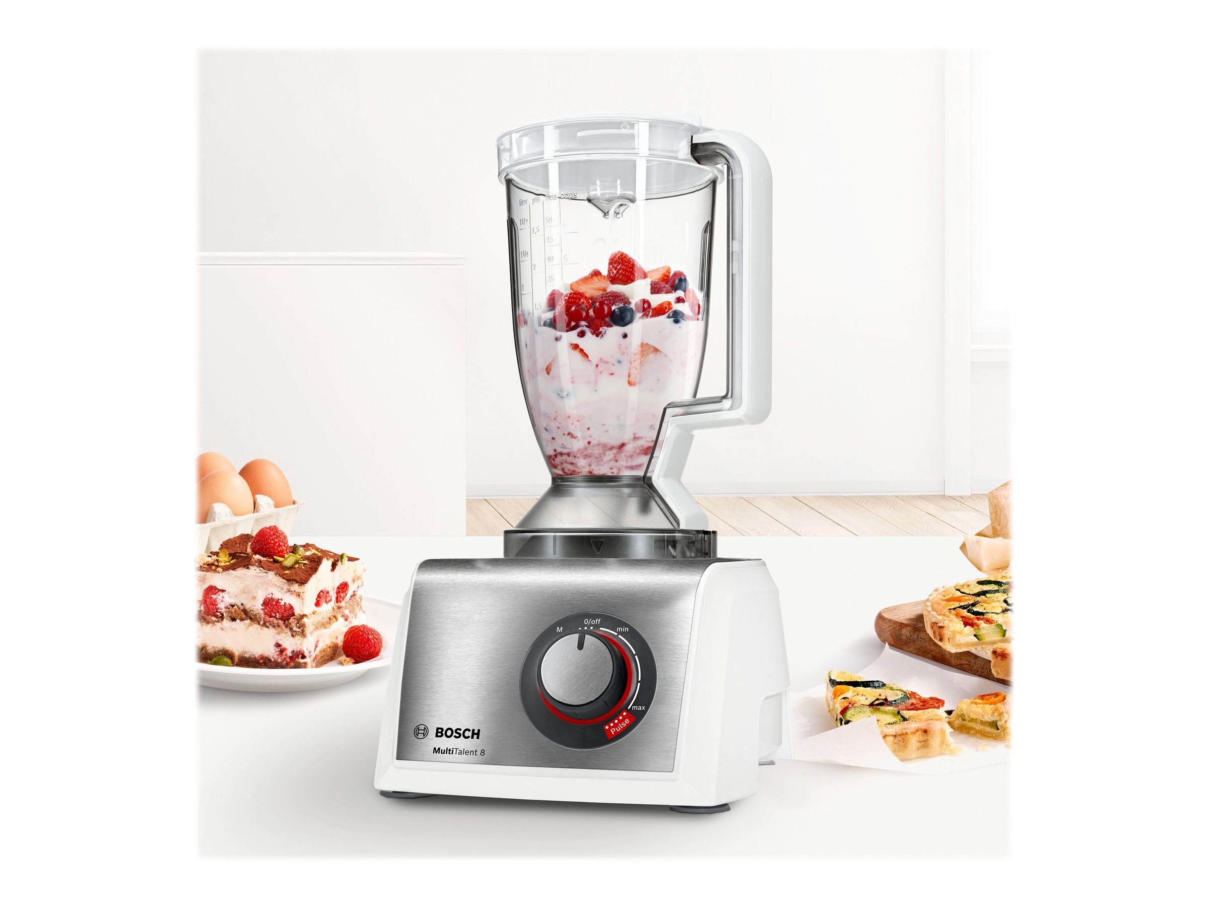 Bosch MultiTalent 8 MC812S814 Köksmaskin 3,9 L Borstat rostfritt stål/Vit