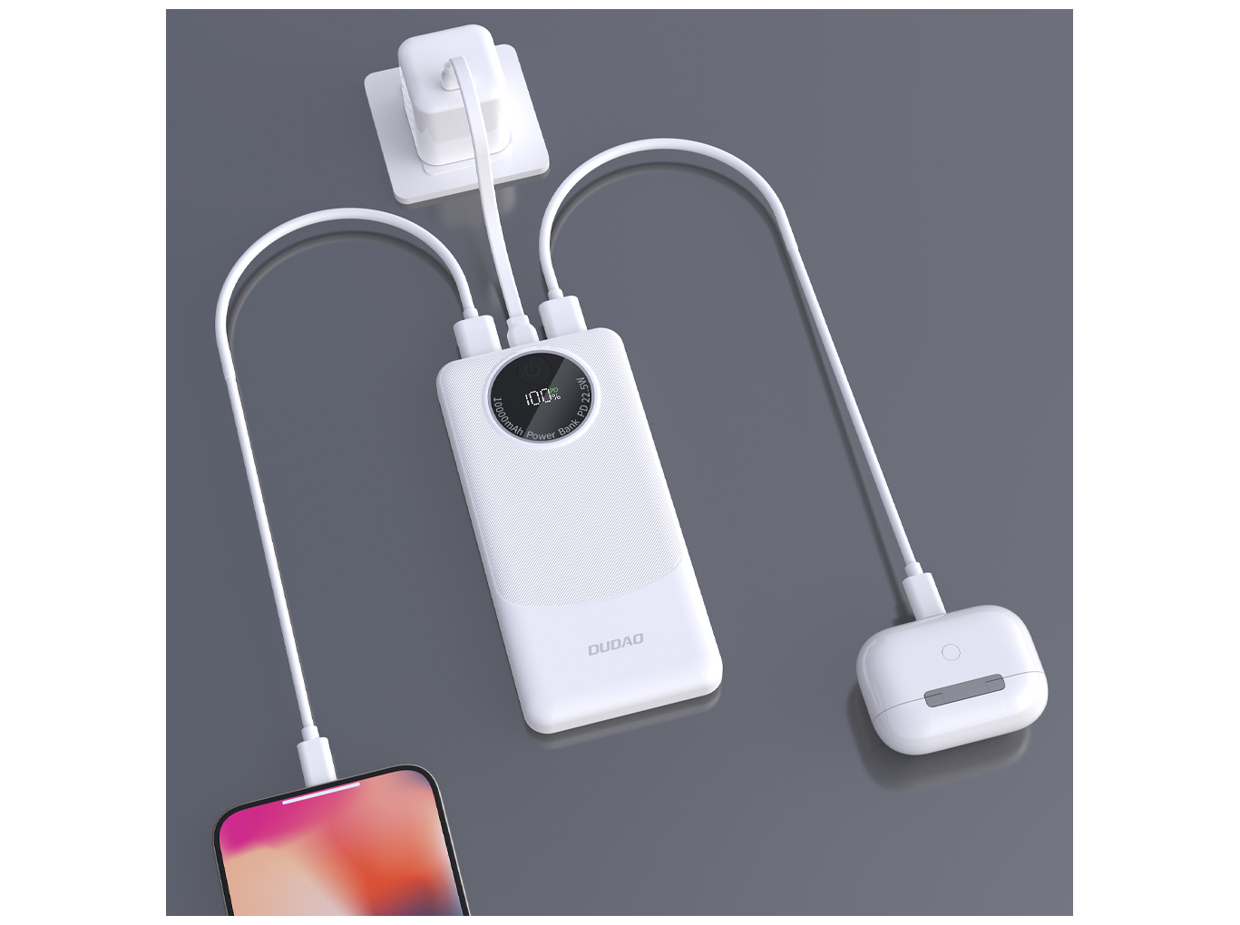 Dudao K12 powerbank 10000mAh 22.5 Watt Sort