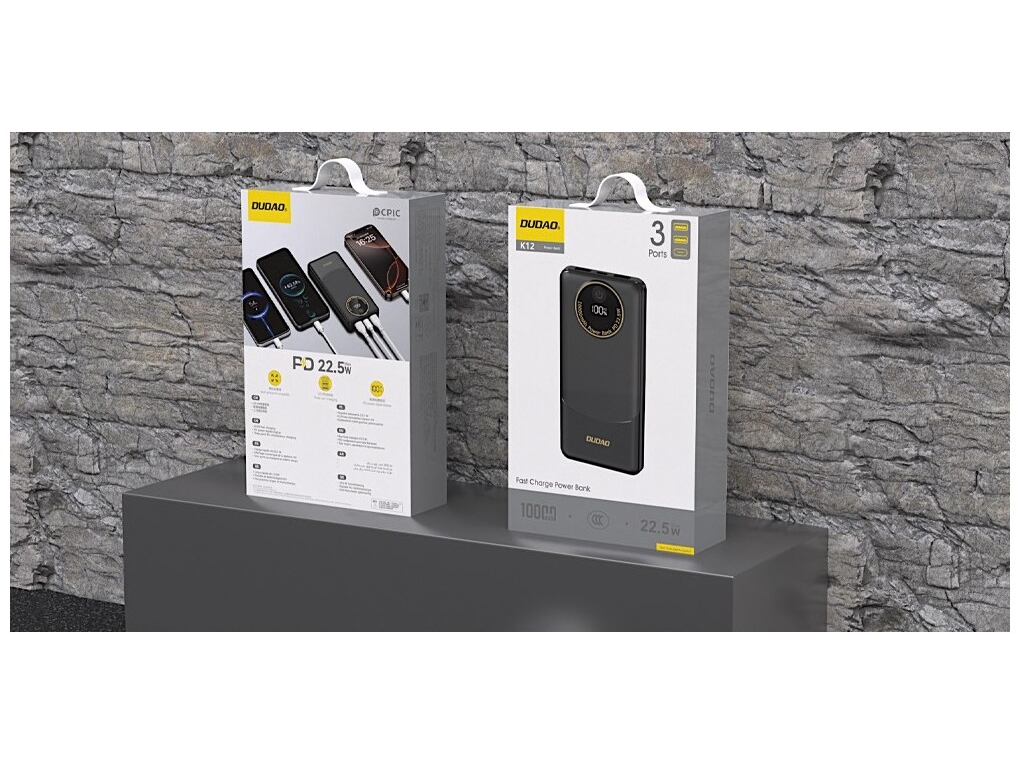 Dudao K12 powerbank 10000mAh 22.5 Watt Sort