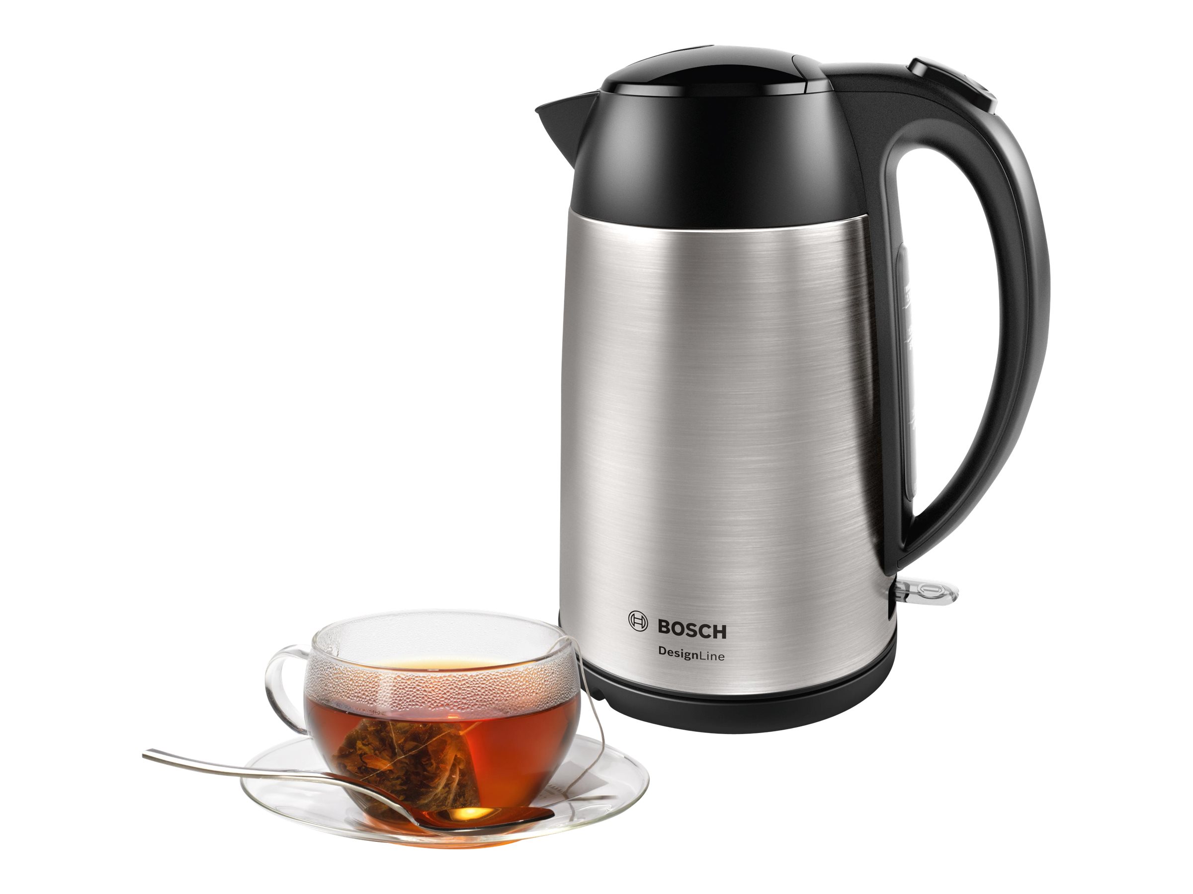Bosch DesignLine Vattenkokare 1,7L 2,4 kW – Rostfritt Stål/Svart