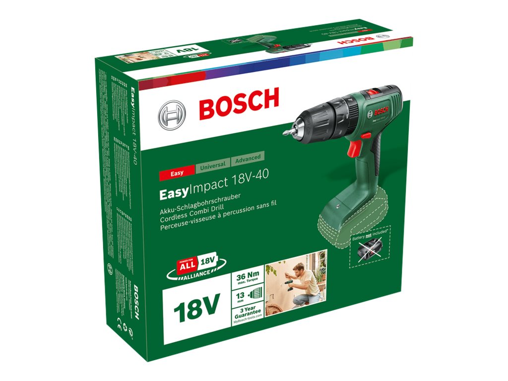 Bosch EasyImpact 18V-40 Slagborrmaskin – Sladdlös 18V utan Batteri (40 Nm)