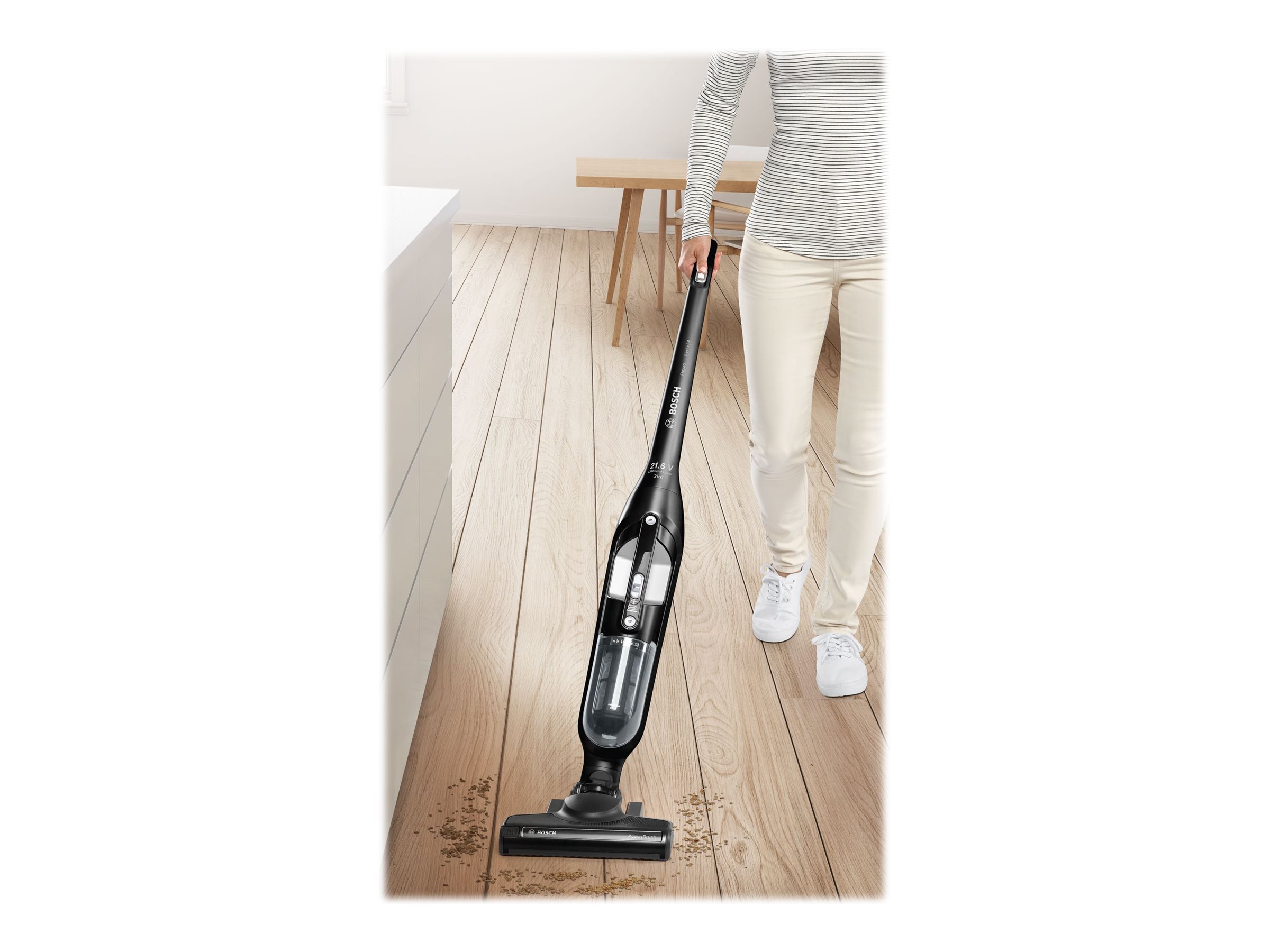 Bosch Flexxo Serie 4 Sladdlös 2-i-1 Dammsugare 0,4L – Skaft & Handhållen Grå/Pärlvit