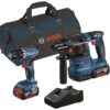 Bosch Professional Combo-Kit – GSR 18V-45 Skruvdragare + GBH 18V-22 Borrhammare + 2×4Ah Batterier