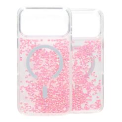 diamond quicksand magnetic case for iphone 17 pro pink 3