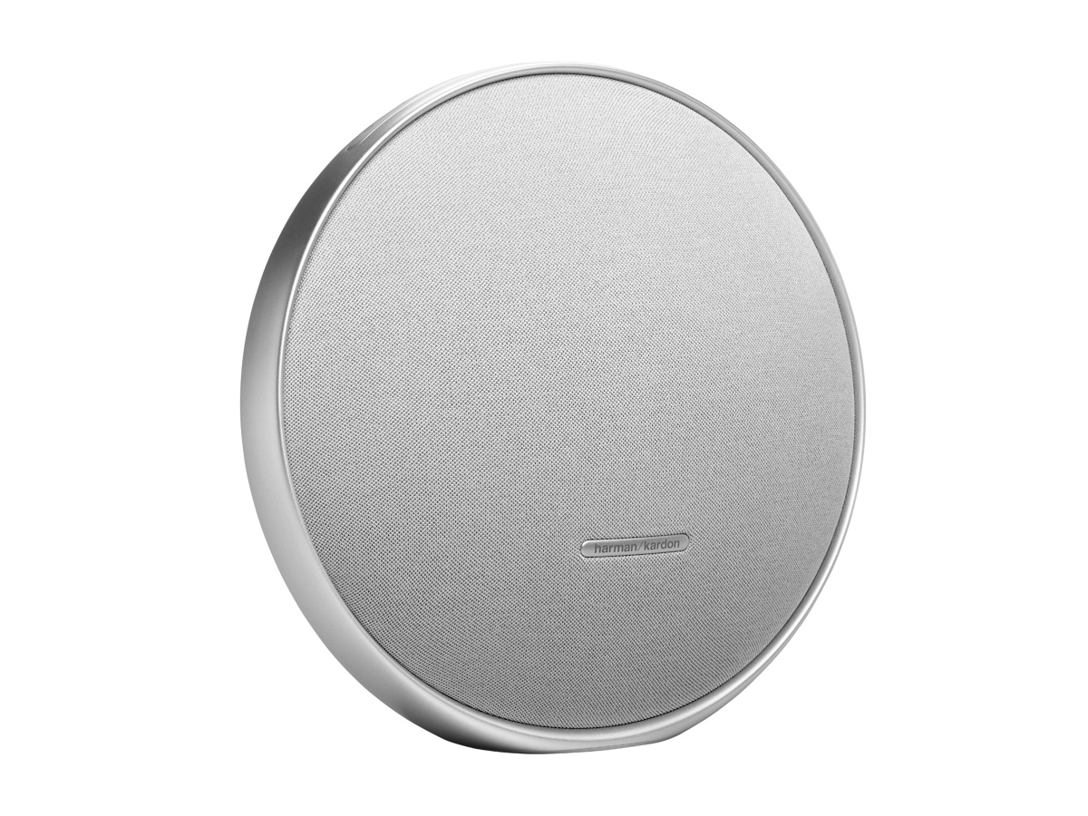 Harman Kardon Onyx Studio 9 Bluetooth-högtalare i silver, framifrån