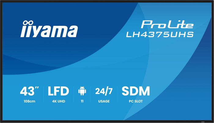 iiyama 43″ IPS signage sidovy med DP-out och HDMI-portar