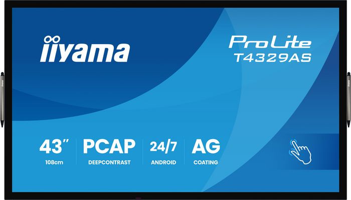iiyama T4329AS-B1AG 43 tum touchskärm sidovy med USB-C
