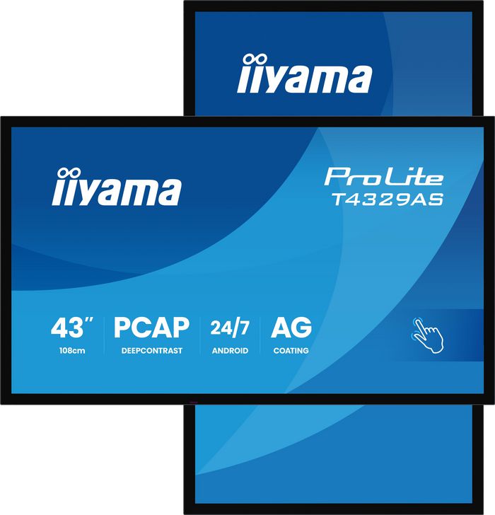 iiyama ProLite T4329AS-B1AG 43 tum 4K interaktiv pekskärm framifrån med stylus