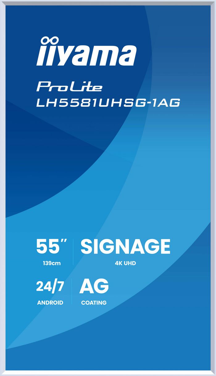 iiyama LH5581UHSG-1AG 55 tum vit signage-skärm sidovy slim design