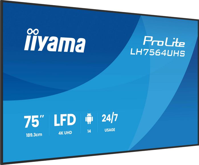 iiyama LH7564UHS-B1AG 75 tum VA DLED Android 14 digital signage vy 3