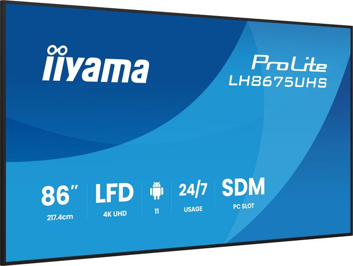 iiyama LH8675UHS-B2AG 86 tum IPS digital signage videovägg vy 3