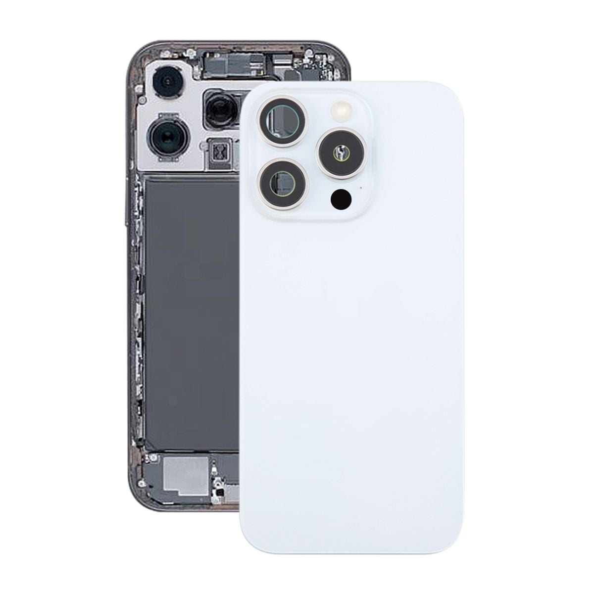 iPhone 16 Pro Max Baksida Glas Komplett OEM - Vit Titan