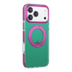 iridescent shockproof case with 360 degree rotatable kickstand for iphone 17 pro green 2