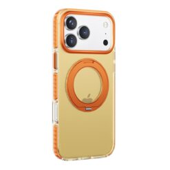 iridescent shockproof case with 360 degree rotatable kickstand for iphone 17 pro orange 4