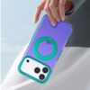 iridescent shockproof case with 360 degree rotatable kickstand for iphone 17 pro purple 6
