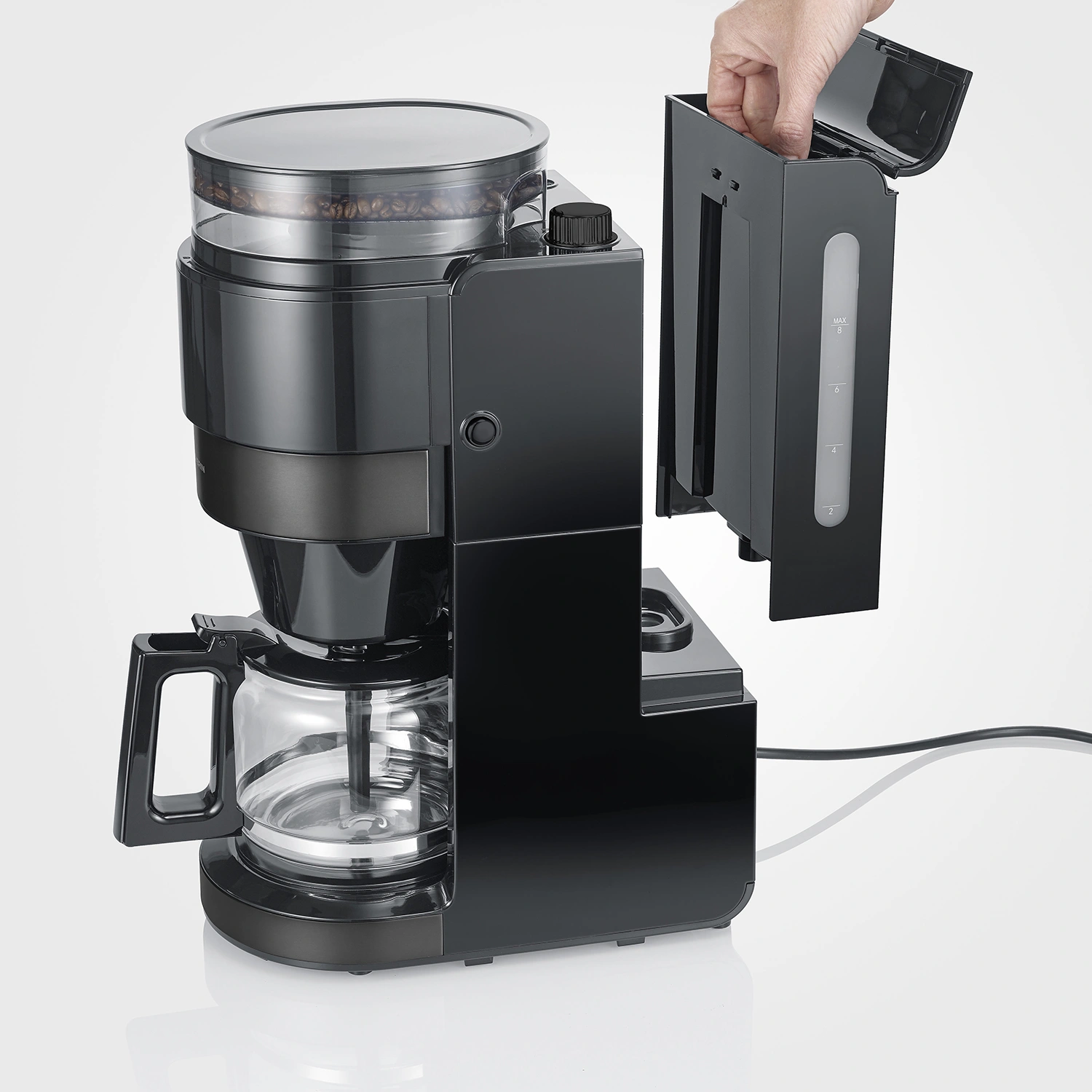 Severin Kaffebryggare med kvarn Dark Inox KA 4830