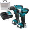 Makita CLX224X 12V CXT-set med borrskruvdragare, slagskruvdragare, två batterier, laddare och väska
