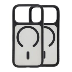 smart mirror skin feel magnetic case with built in lens stand for iphone 17 pro black 3
