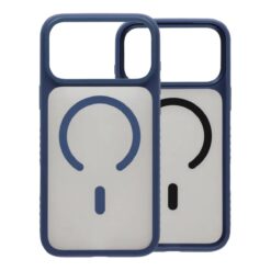 smart mirror skin feel magnetic case with built in lens stand for iphone 17 pro max blue 3