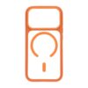 smart mirror skin feel magnetic case with built in lens stand for iphone 17 pro max orange