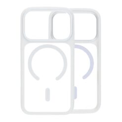 smart mirror skin feel magnetic case with built in lens stand for iphone 17 pro max white 6