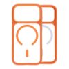smart mirror skin feel magnetic case with built in lens stand for iphone 17 pro orange 3