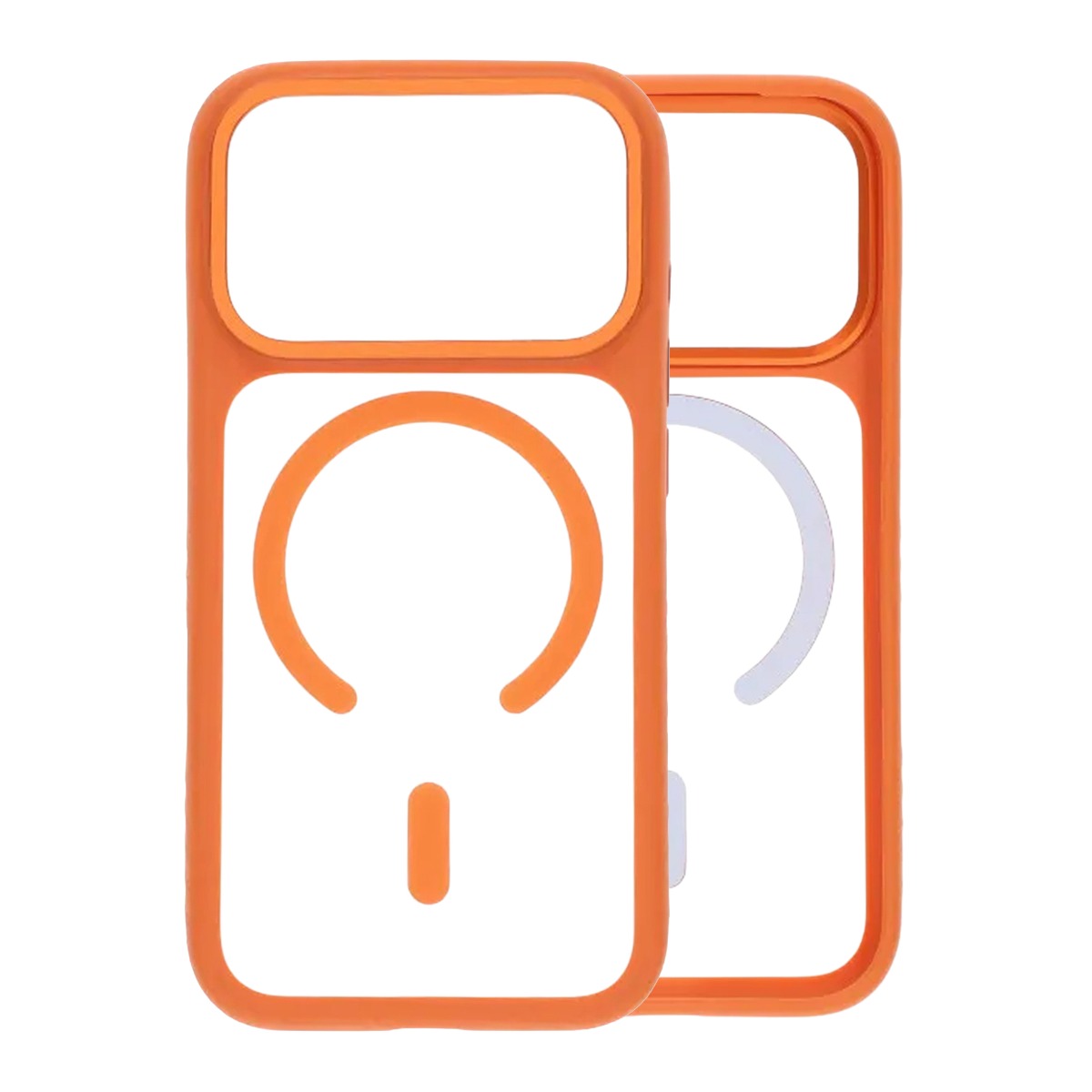 smart mirror skin feel magnetic case with built in lens stand for iphone 17 pro orange 3