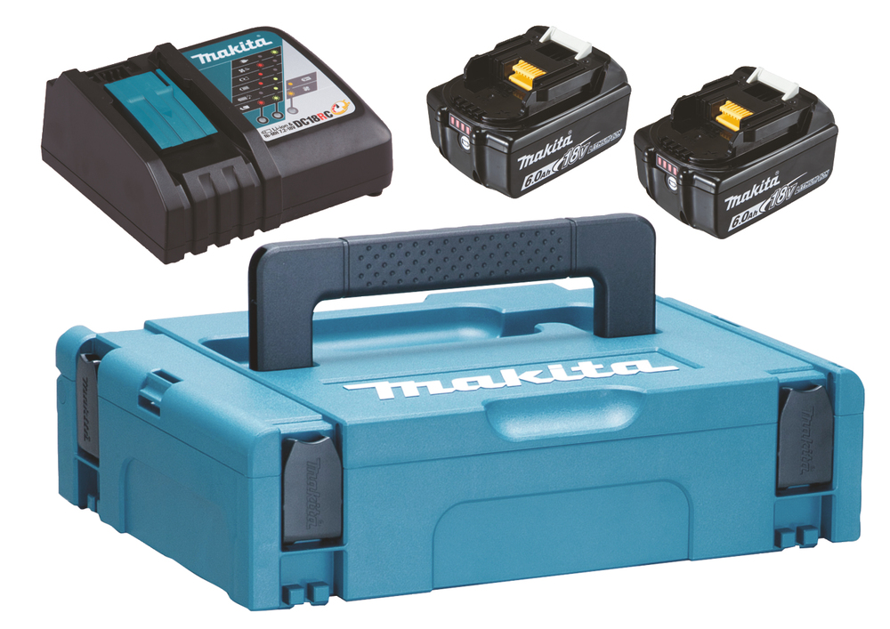 Makita 198116-4 energipaket med 2x BL1860B batterier, DC18RC laddare och MAKPAC-väska