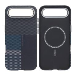 iPhone Air Aramidfiber MagSafe-Skal – Rutmönster, Blå