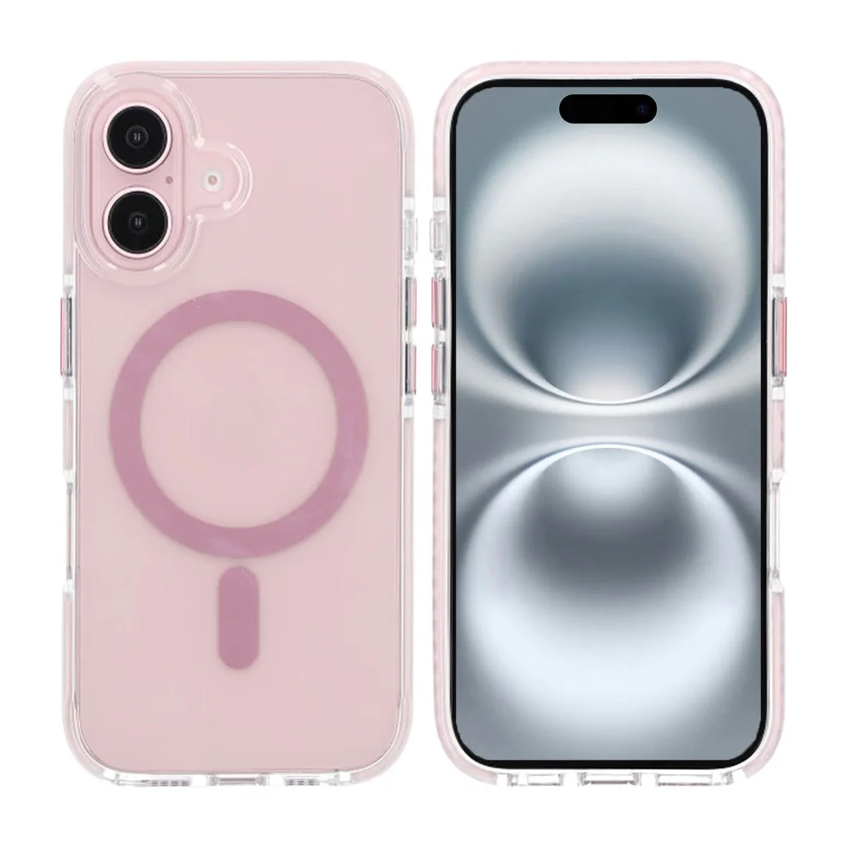 iPhone 17 Magnetiskt Dubbelskydd MagSafe-Skal – Rosa