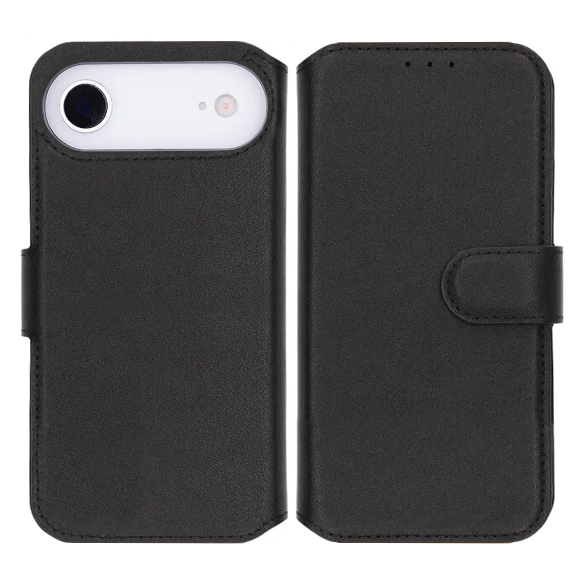 iPhone Air plånboksfodral äkta läder svart