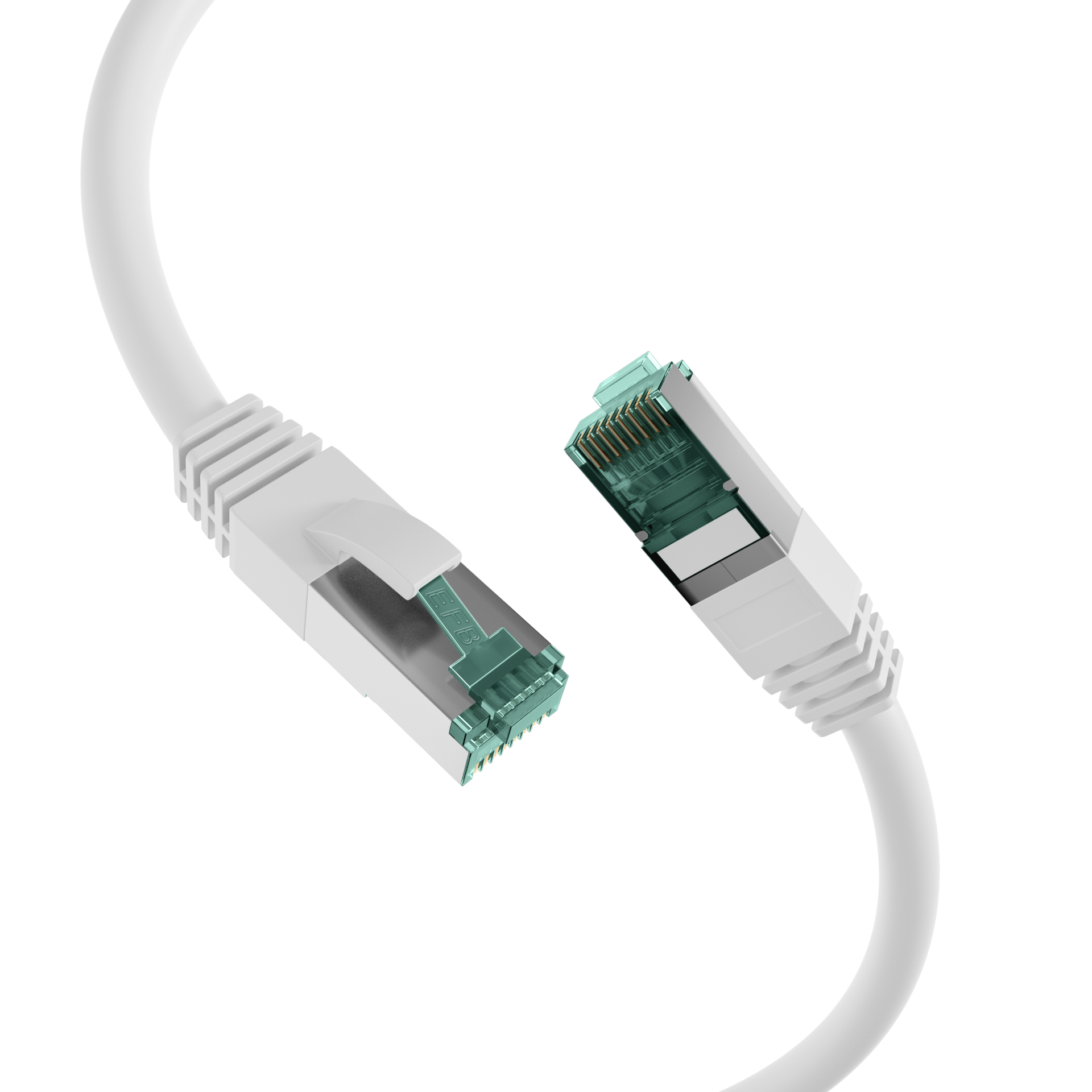EFB Elektronik Cat6a kabel närbild på skärmade RJ45-kontakter