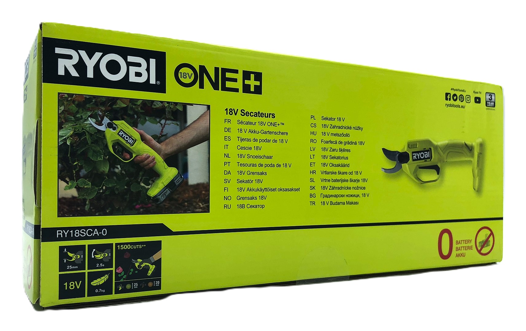 Ryobi RY18SCA-0 18V ONE+ Batteridriven Grensax 25 mm (utan batteri)