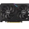 ASUS Dual GeForce RTX 3060 OC Edition grafikkort rakt framifrån med två fläktar och ASUS-logotyp