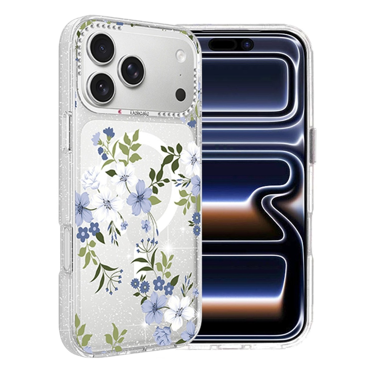 iPhone 17 Pro MagSafe-Skal med Blommönster – Blåklocka