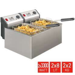 FRITEL Profi 4905 Duo med specifikationer 2x3300 W och 2x8 liter