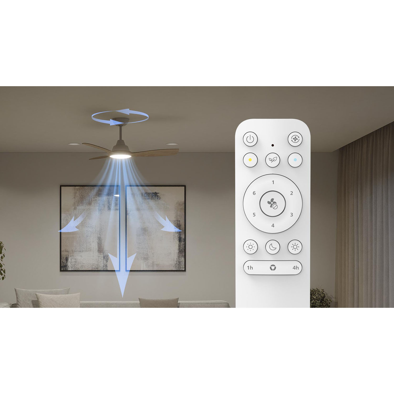 Philips Olas Takfläktslampa Ø106 cm Justerbart vitt ljus Vit+Trä – bild 3