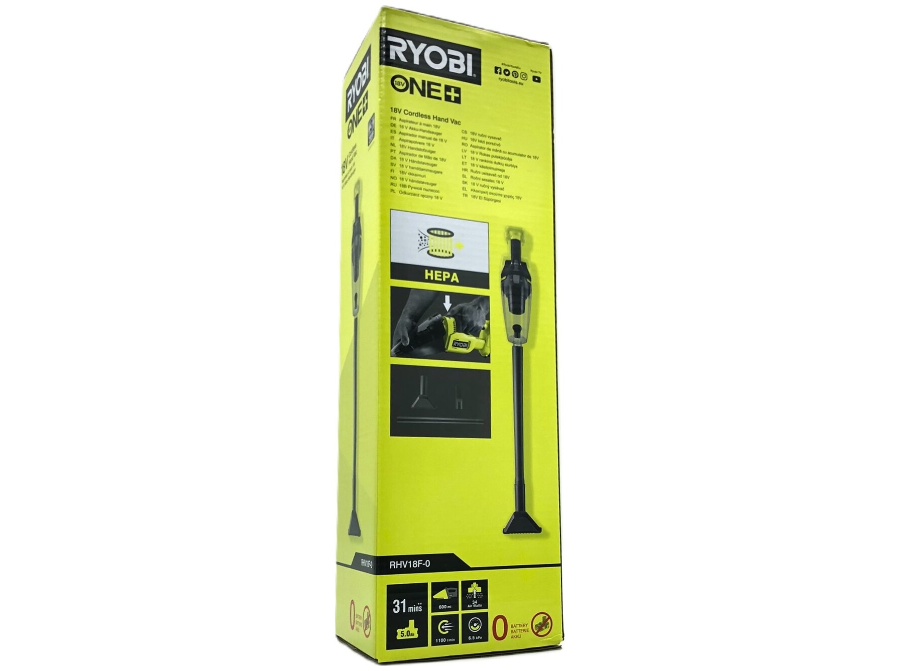 Ryobi RHV18F-0 18V ONE+ Skaftdammsugare 2-i-1 med Golvmunstycke (utan batteri) – bild 2