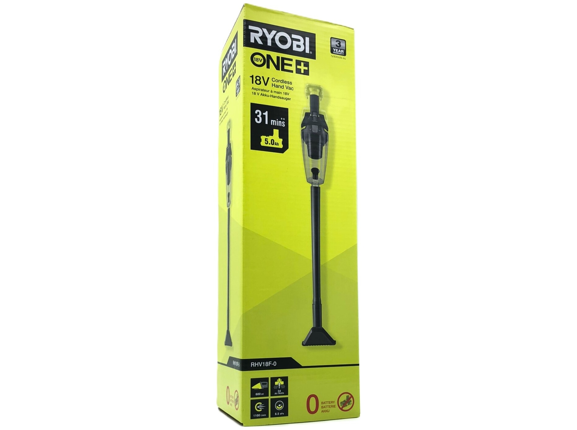 Ryobi RHV18F-0 18V ONE+ Skaftdammsugare 2-i-1 med Golvmunstycke (utan batteri)
