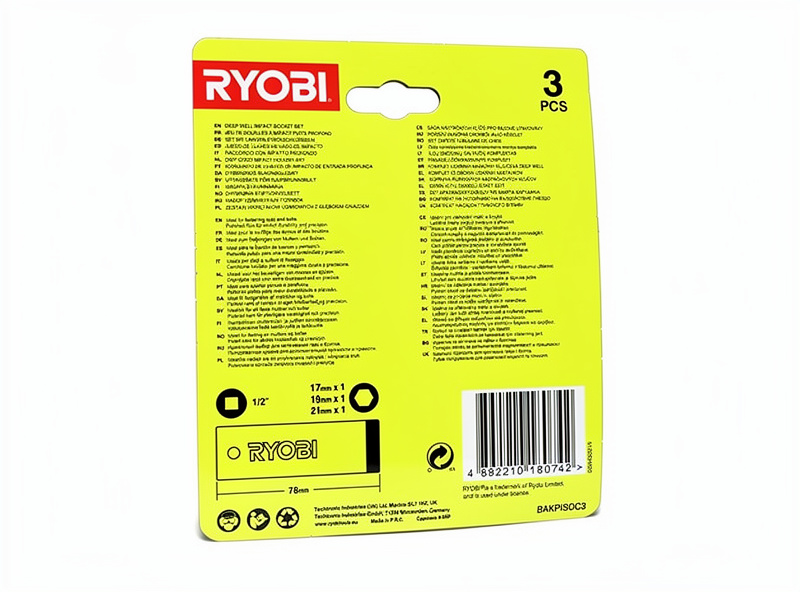 Ryobi RAKPISOC3 Slagtoppsats 1/2 tum 3 delar (17, 19, 21 mm) – bild 2